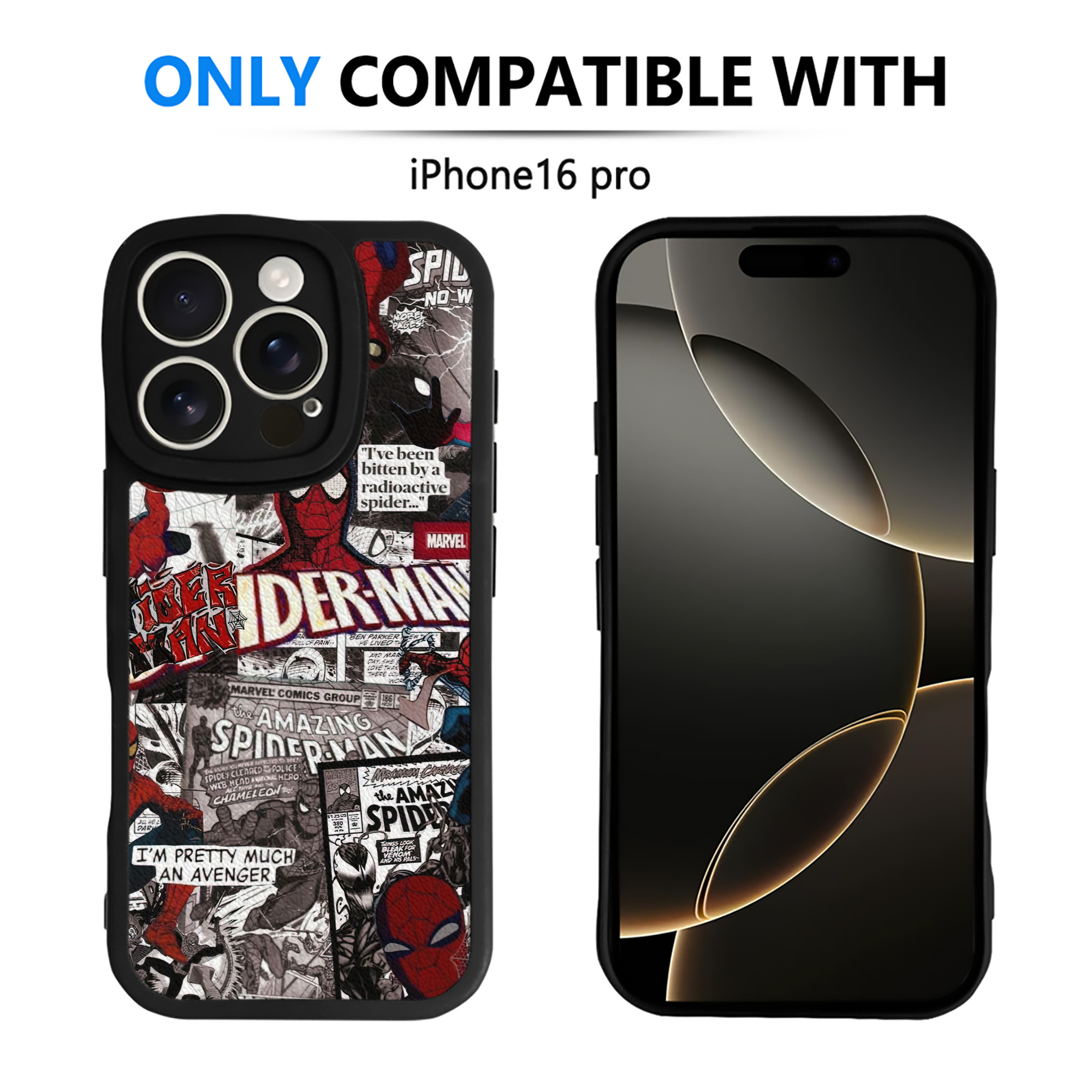 Spider Man スパイダーマン 【iPhone 16シリーズ対応】シリコンスマホケース（レザー調） 材質：シリコン